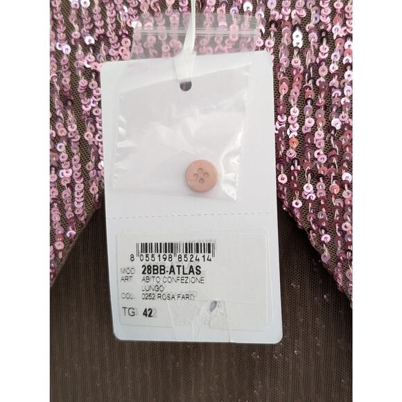 Nenette Milano Rose Pink Sequin Maxi Dress IT 42 US S Evening Gown Made in Italy - Picture 6 of 7